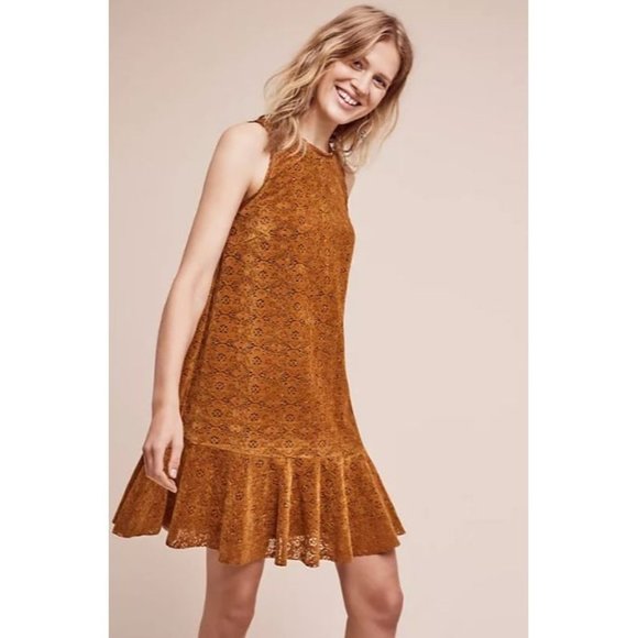 Maeve Dresses & Skirts - Maeve Anthropologie Womens 12 Brown Faux Suede Sleeveless Amis Mini Dress